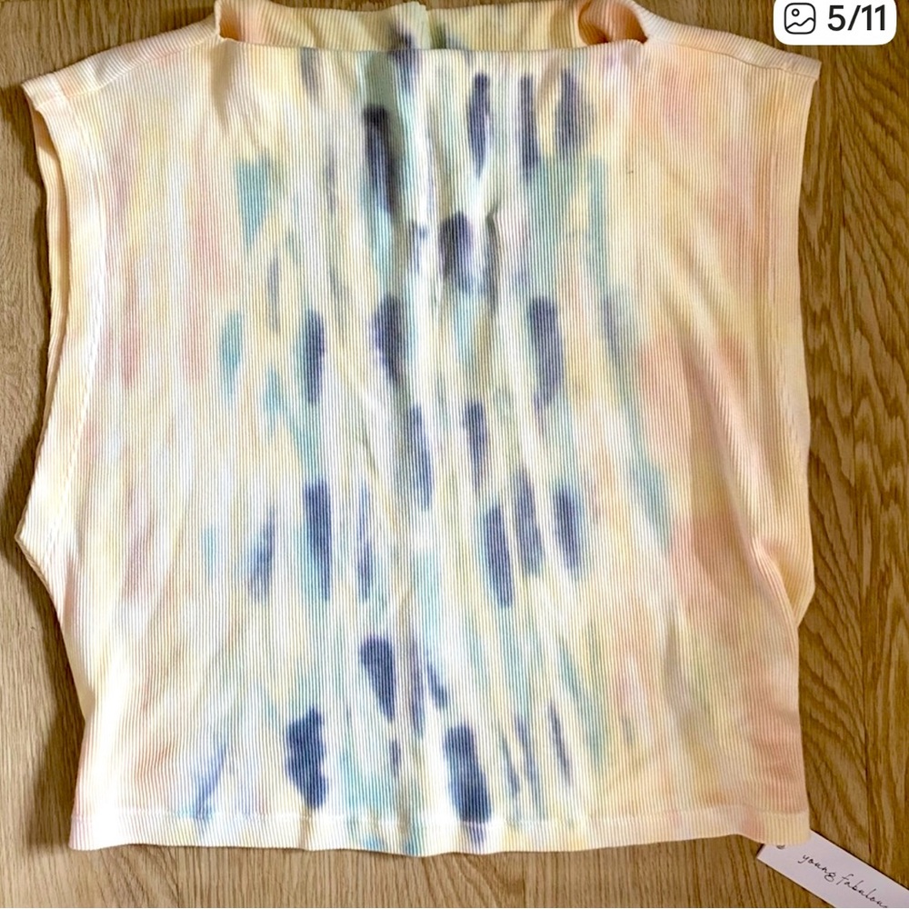 YoungFabulous & Broke Bohosport Chic Tie-Dye Crop Sleeveless Ribbed Boatneck top